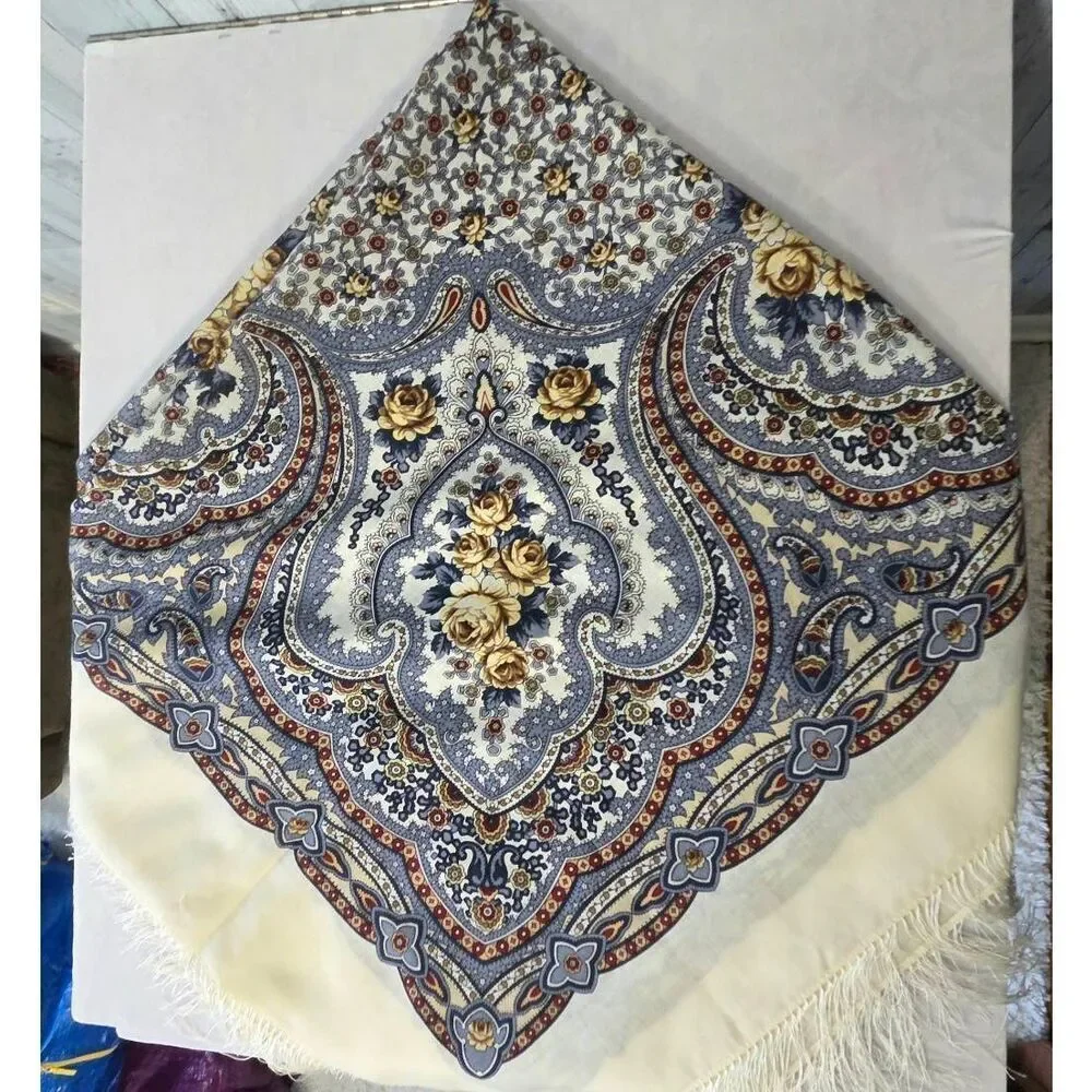Platki Pavlova Posad 100% Wool Lilac Fairy Fringed Shawl XL